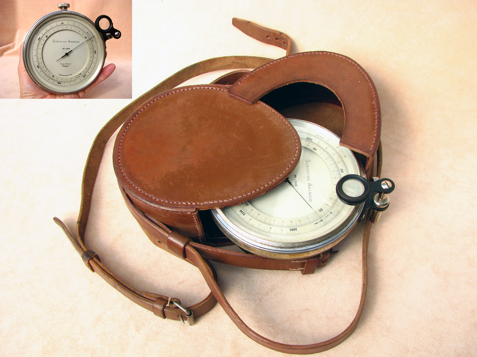 Impressive Short & Mason precision surveying barometer & altimeter with case